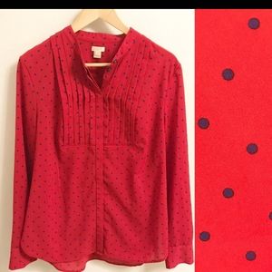Jcrew red Polka Dot Blouse